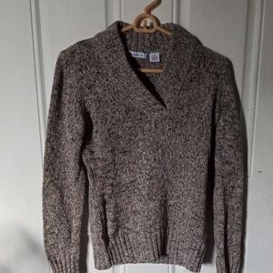 Liz Claiborne Brown Cowl Neck Sweater with Chunky Knit and Long Sleeves